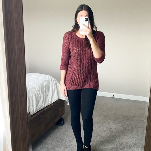Maroon Eyelet Sweater - Picture 1 of 3